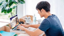 a man having an ielts coach session online