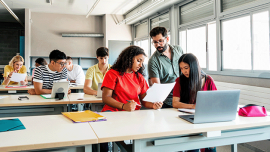 a group of young people in the classroom