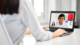 Woman and her tutor during an online session